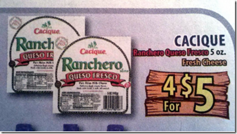 Cacique or Ranchero Cheese or Cream Just $.75!