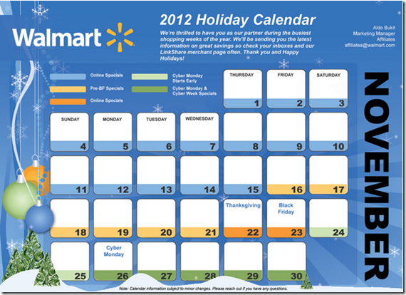 Walmart Holiday Calendar and Shipping Guide