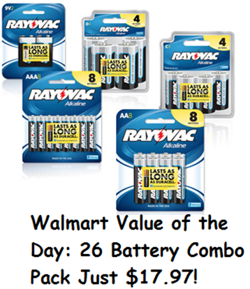 Walmart Value of the Day: 26ct Battery Combo pack Just $17.97!