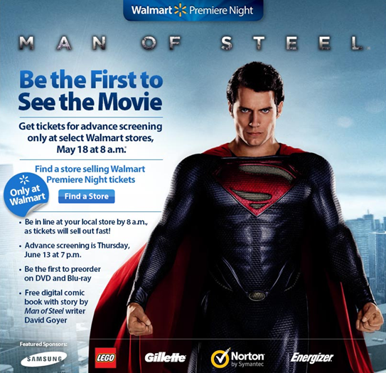 Walmart is Selling Tickets to an Advance Screening of Man of Steel.  Get Yours Now!
