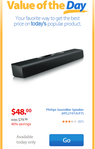 Walmart Value of the Day: Philips SoundBar Speaker Just $48!
