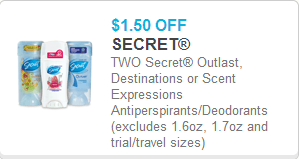 Secret Deodorant coupon