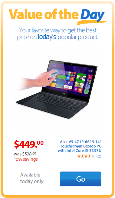 Walmart Value of the Day: Acer 14” Touchscreen Laptop Just $449!