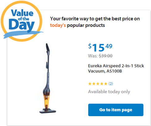 Walmart Value of the Day: Eureka Airspeed 2-in-1 Sick Vacuum Just $15.49!
