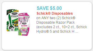 Schick Disposable Razor Packs coupon