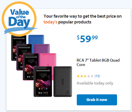 Walmart Value of the Day: RCA 7" Tablet 8GB Quad Core Just $59.99!