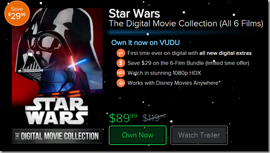 First Time Ever: Get the Star Wars Saga on Digital Download!