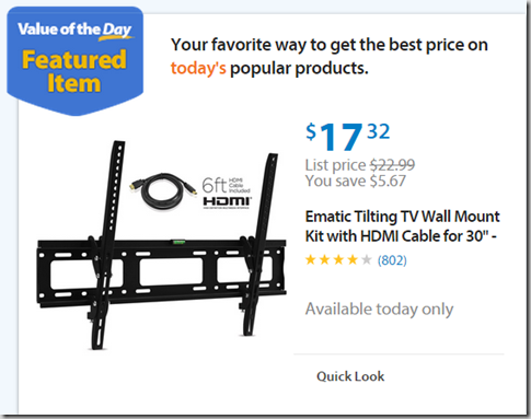 Walmart Values of the Day: Ematic Wall Mount for $17.32 or Similac for $19.94!