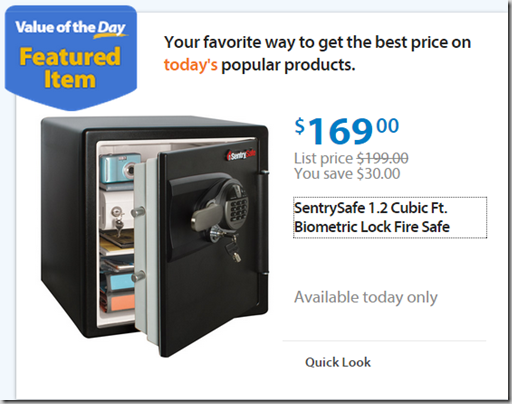 Walmart Values of the Day: Faded Glory Shorts for $8 or SentrySafe Biometric Safe for $169!