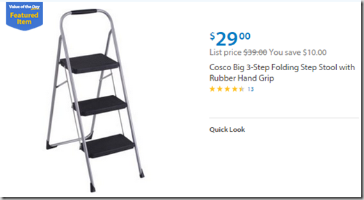 Walmart Values of the Day: 3 Step Ladder for $29 or Emerson Microwave for $50!