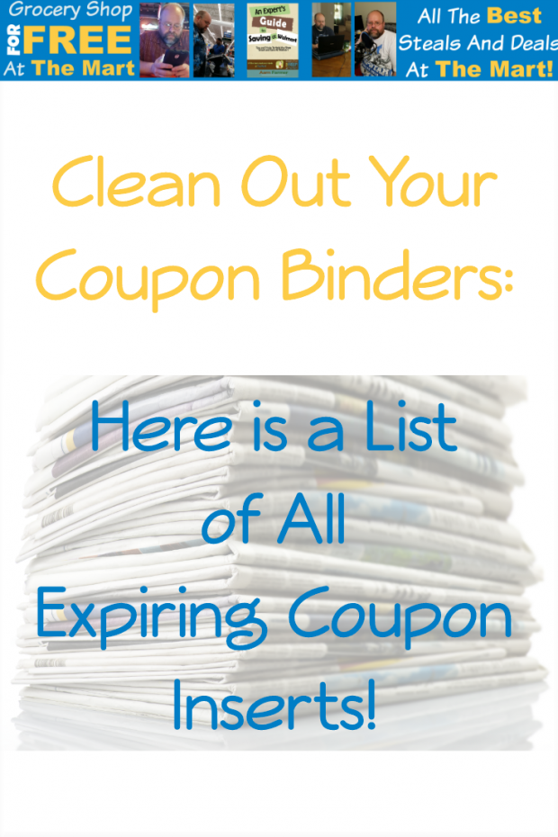 Clean Out Your Coupon Binders Here is a List of All Expiring Coupon Inserts!