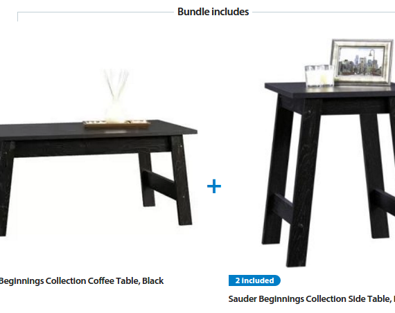 Sauder Beginnings 3 Piece Coffee and End Tables Just $59 Down From $69!