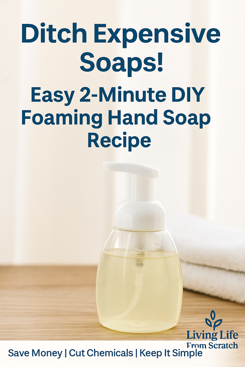 Learn how to make your own foaming hand soap in just minutes! This easy DIY saves money, cuts chemicals, and leaves your hands clean and refreshed.